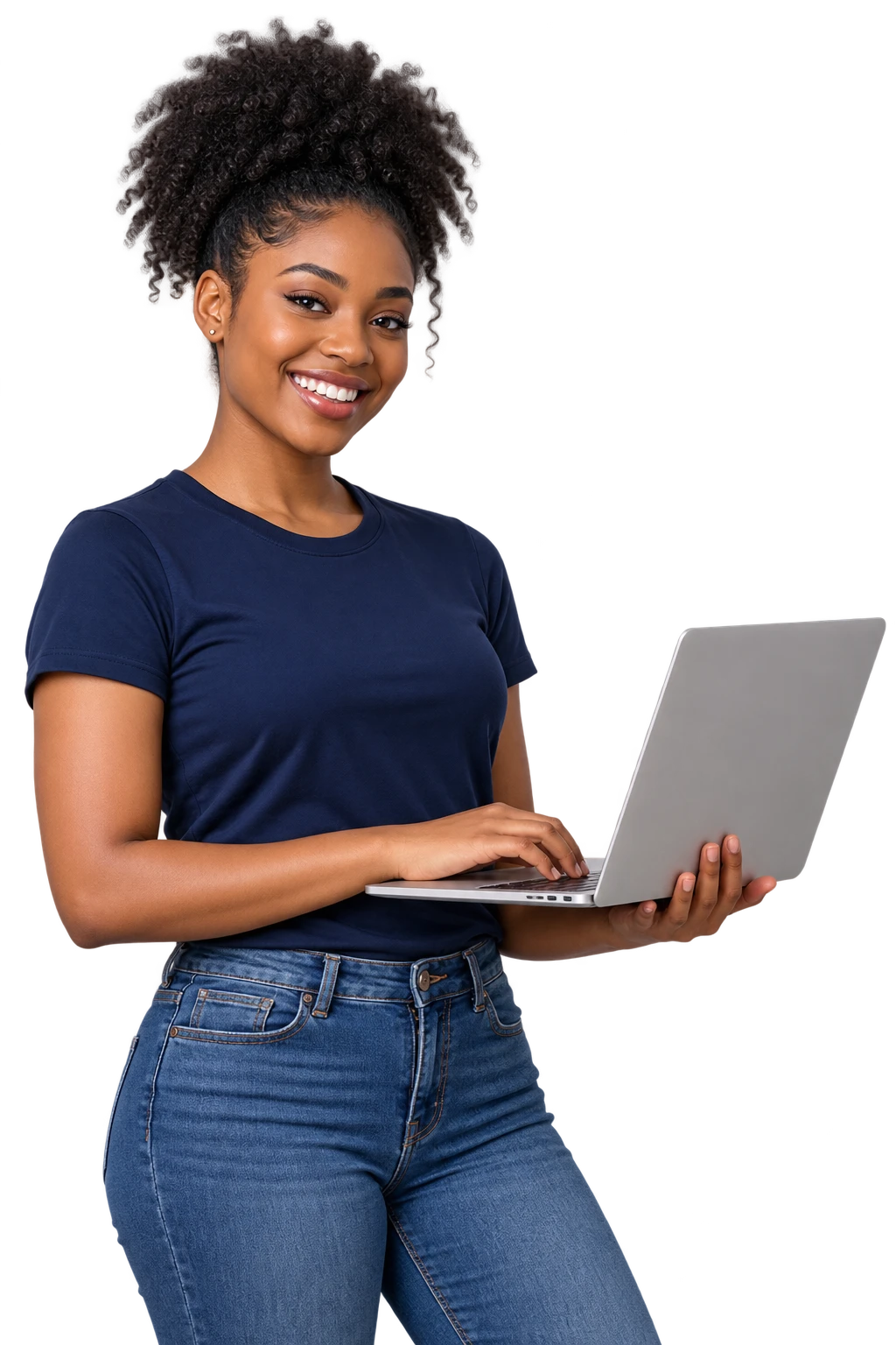 Étudiante avec un ordinateur portable — apprendre en ligne avec Fomedi