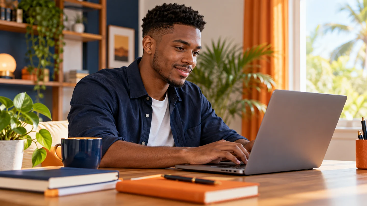 A learner signing in to an online learning account on a laptop